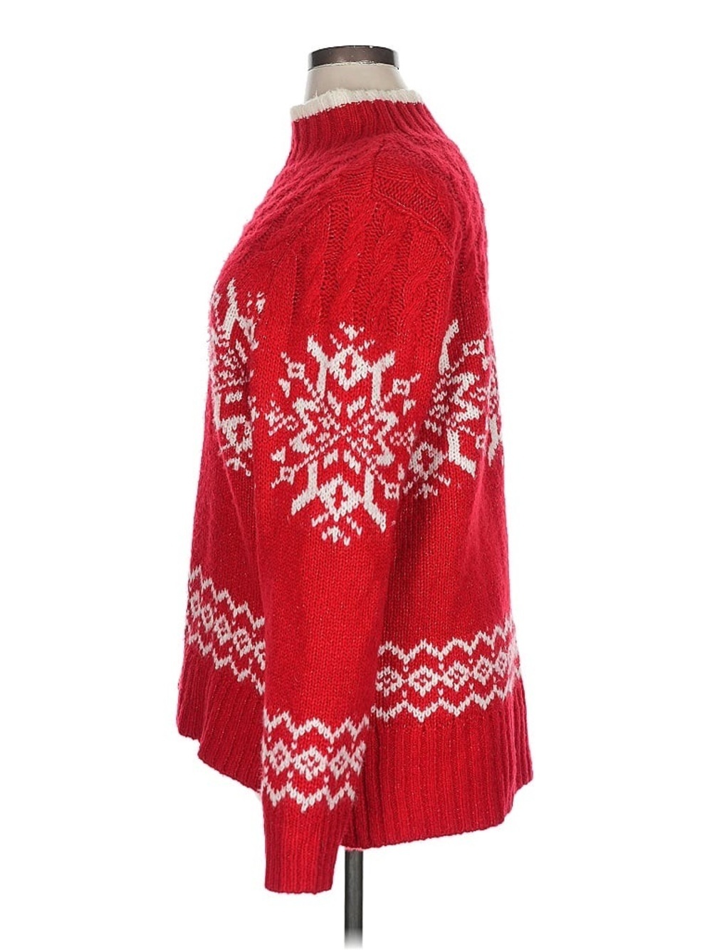 Talbots Fair Isle Snowflake Mock Neck Sweater - Picture 5 of 8